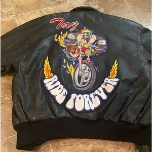 Vintage Looney Tunes Taz leather jacket